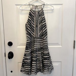 Parker Orion print mesh stripe dress